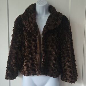 Kenneth Cole Reaction Brown Faux Fur Jacket